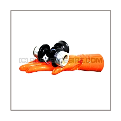 Gasmask-T-joint T-REVERSE with gasmask-connector-threads 1 x female and 2 x male plus a lockable breathing reduction vent